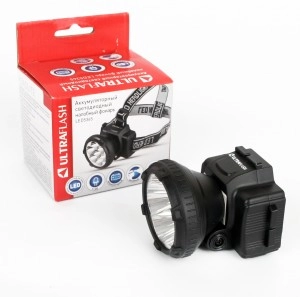 Фонарь налобный, светодиод, аккум.(4V 0.42Ah), з/у, 2реж, 5 LED, Ultraflash 5365