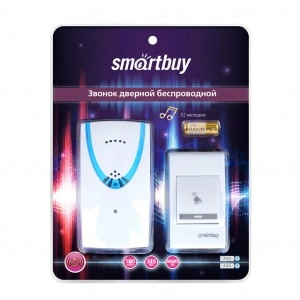 Звонок б/провод. 32 мелодии  (2xAAА/А23), 100м,белый SmartBuy SBE-11-1-32