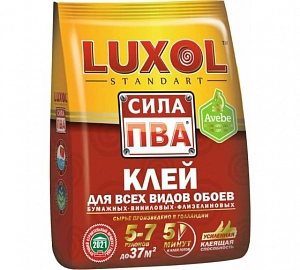 Клей Обойный "LUXOL сила ПВА" (Standart) д/ всех типов 250гр 