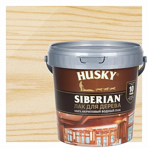 Лак водный б/цв АКВАЛАК (0,9л)  HUSKY SIBERIAN  /уп.6шт/ 