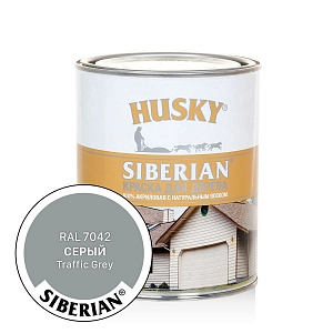 Краска HUSKY SIBERIAN для дерева серая п/мат, акриловая с натур.воском  0,9л  /уп.6шт/