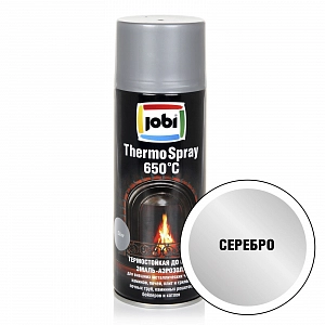 Краска аэрозоль термост.650С  JOBI серебро 520 мл  (уп.12шт)