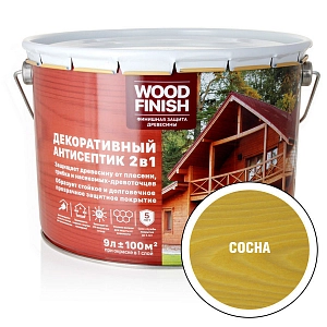 Деревозащит. ср-во алкид. Антисептик п/м WOOD FINISH (защита 5 лет) СОСНА 9л 