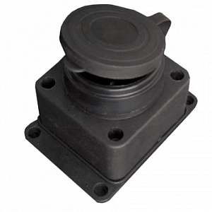 Розетка каучуковая c крышкой ОУ 1гн с/з  IP44 16А черная 2P+E 1x16, UNIVersal 602229			