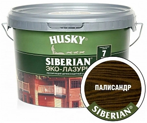 Деревозащит. ср-во акрил. Антисептик ЭКО-ЛАЗУРЬ HUSKY SIBERIAN (защ 7 лет) палисандр (черн.дер) 9л