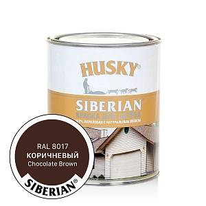 Краска HUSKY SIBERIAN для дерева коричневая п/мат, акриловая с натур.воском  2,7л  /уп.3шт/