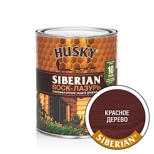 Деревозащит. ср-во акрил. Антисептик ВОСК-ЛАЗУРЬ HUSKY SIBERIAN (защита10 лет) красное дерево 2,5л