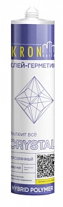 Клей-герметик  KRONbuild Crystal  эласт,д/влажных материалов   280мл/360гр   б/цв  (уп.24 шт)