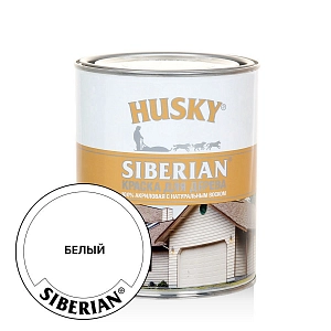 Краска HUSKY SIBERIAN для дерева белая п/мат, акриловая с натур.воском  0,9л  /уп.6шт/