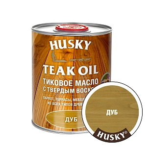 Масло ТИКОВОЕ с твердым воском(д/защ/декор отделк паркета,полов,стен,террас) Дуб 0,9л HUSKY (6шт)