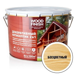 Деревозащит. ср-во алкид. Антисептик п/м WOOD FINISH (защита 5 лет) Б/ЦВ 9л 