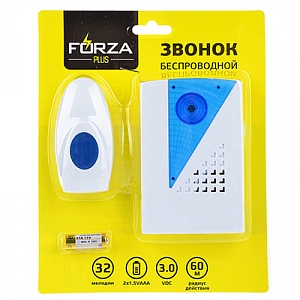 Звонок б/провод. 32мелодии  (2*АAA),100м FORZA