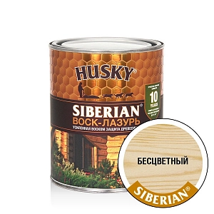 Деревозащит. ср-во акрил. Антисептик ВОСК-ЛАЗУРЬ HUSKY SIBERIAN (защита10 лет) б/цв 9л