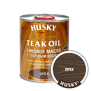 Масло ТИКОВОЕ с твердым воском(д/защ/декор отделк паркета,полов,стен,террас) Орех 0,25л HUSKY(6шт)