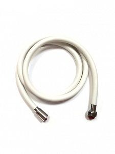 Шланг д/душа 150см 1/2"(Имп)-1/2"(Имп) ПВХ оплетка, ЛАТУНЬ гайки, вращ.360° (белый/золото)  Sunbath