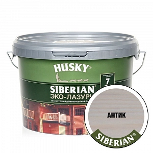 Деревозащит. ср-во акрил. Антисептик ЭКО-ЛАЗУРЬ HUSKY SIBERIAN (защита 7 лет) антик 2,5л /уп.3шт/