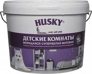 Краска  HUSKY  акрил, с/бел, мат, моющаяся ДЛЯ ДЕТСКИХ КОМНАТ, 5 л