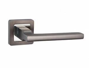 Ручка дверная S-locked A-120-R MBN/CP (мат.графит/хром), квадр/квадр, раздельная д/межкомн.дверей