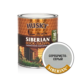 Деревозащит. ср-во акрил. Антисептик ВОСК-ЛАЗУРЬ HUSKY SIBERIAN (защита10 лет) серебристо серый 9л